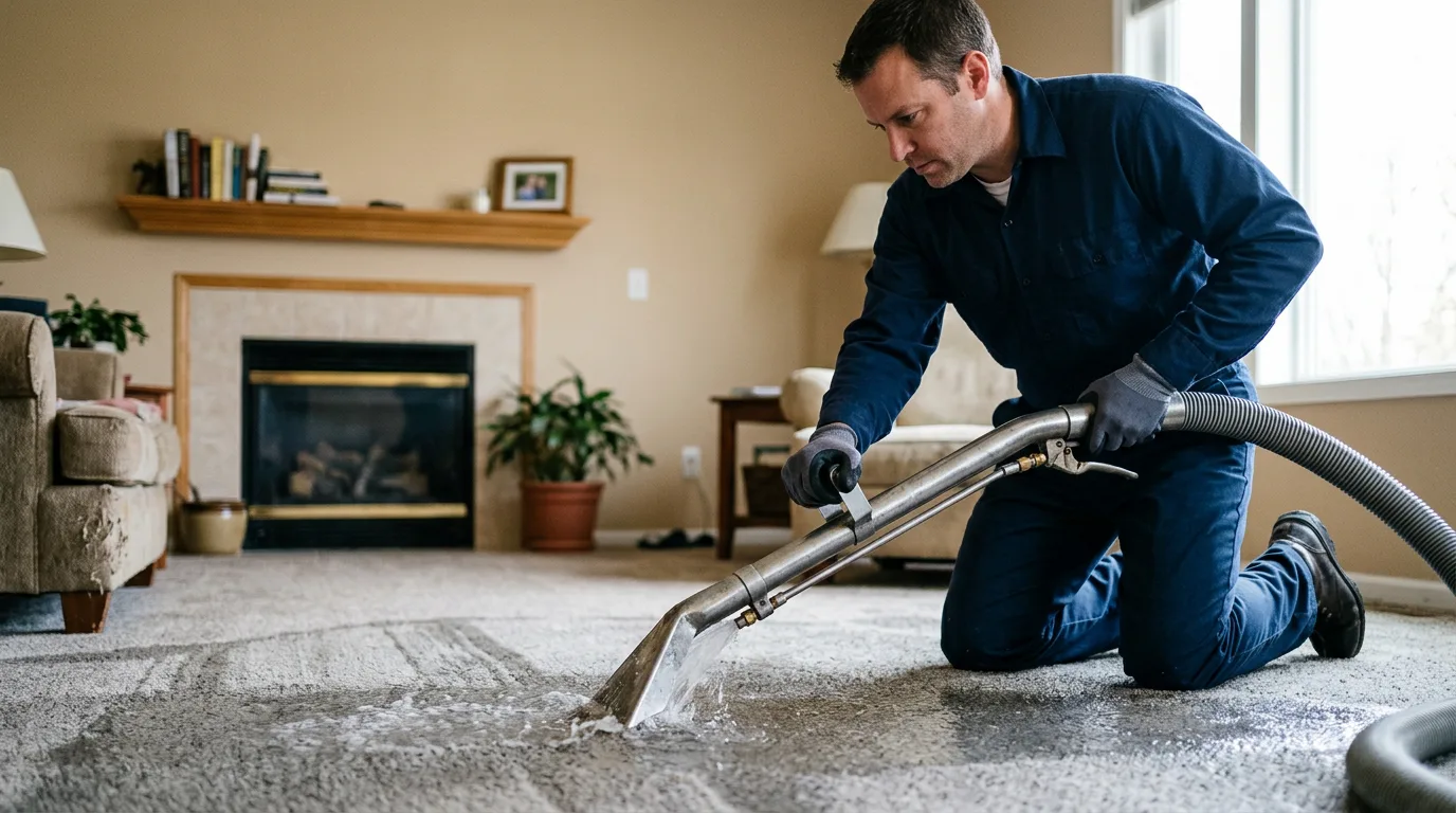 Water damage restoration technician working near Presque Isle, WI